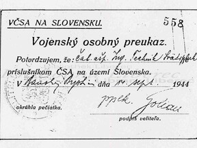 Vojenský průkaz Svatopluka Technika z roku 1944 (J. Technik)