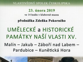 Pozvánka na přednášku o památkách, 2019 (Z. Pokorný)