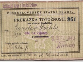 Protektorátní legitimace na dráhu, 1940 (J. Švihla)