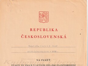 Dekret k Čs. vojenské pamětní medaili (J. Kalík)