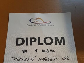 Diplom z Mistrovství ČR v plavání na 10 kilometrů (M. Pechová)