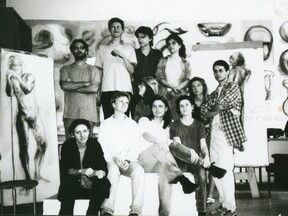 Se spolužáky v ateliéru IVK UJEP v Ústí nad Labem, 1997 (M. Hlubuček)